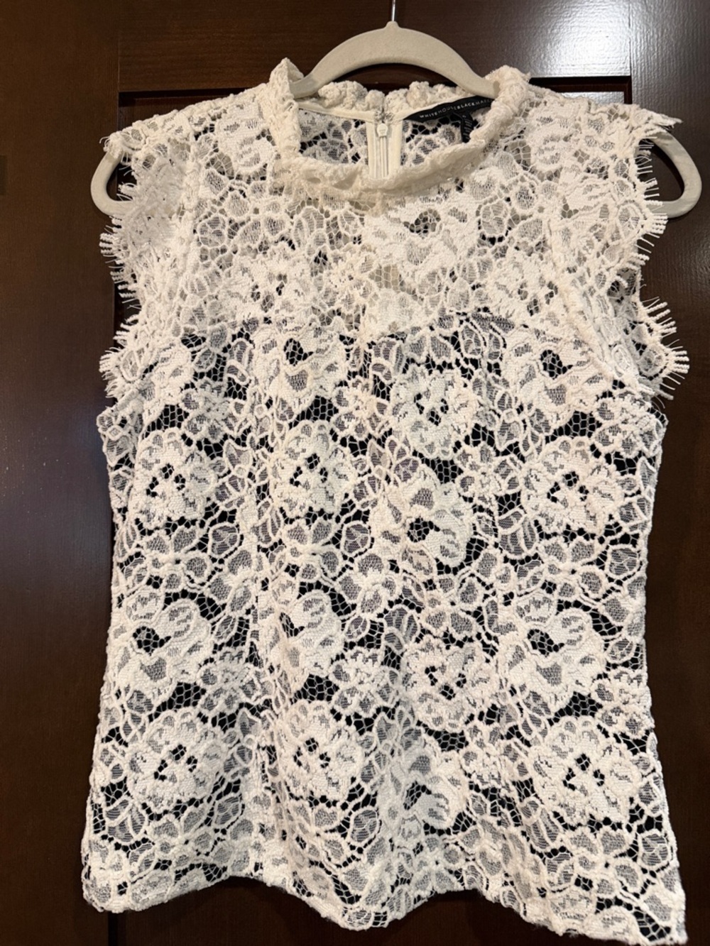 WHBM Sleeveless Soft Lace Shell Top w/ Black Strapless Lining